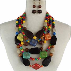 Fashion Wood Layereds Necklace Set