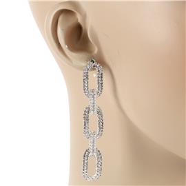 Rhinestones Oval Dangling Earring