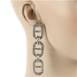 Metal Stones Oval Earring