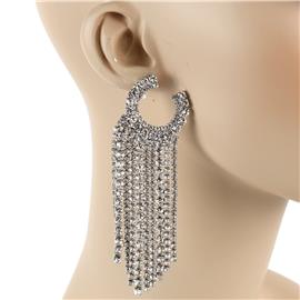 Rhinestones Fringeds Long Earring