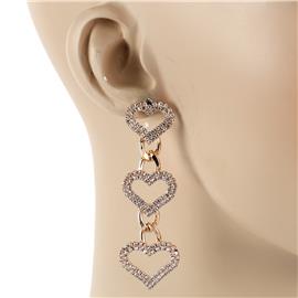 Rhinestones Heart Dangling Earring