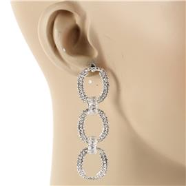 Rhinestones Oval Chain Earring