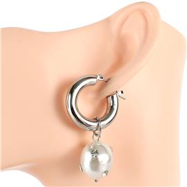 Metal Pearl Hoop Earring