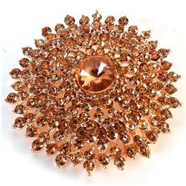 Crystal Stones Round Brooch