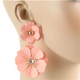 Metal Flower Long Earring