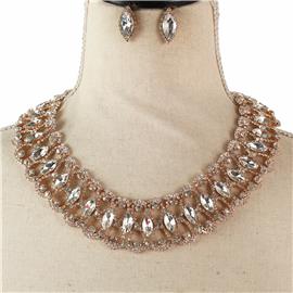 Crystal Bib Necklace Set