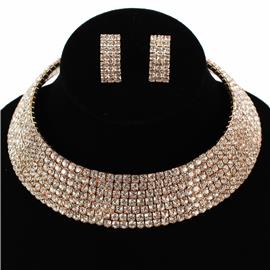 Rhinestones 7 Line Choker Set