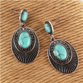 Metal Turquoise Stone Earring