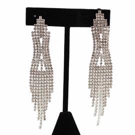 Clip On Rhinestones Fringes Earring