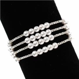 Rhinestones Pearl Cuff Bangle