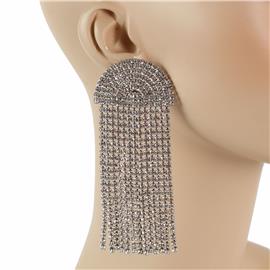 Rhinestones Fringes Long Earring