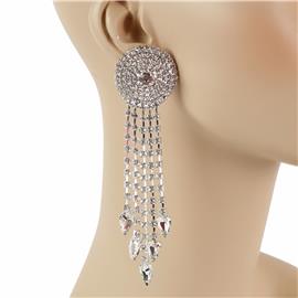 Rhinestones Fringes Long Earring