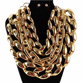 Big Metal Link Necklacce Set