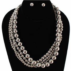 Metal Ball Necklace Set