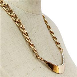 Metal Chain Half Moon Necklace