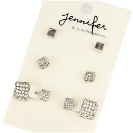 Cubic 3 Pairs Earring