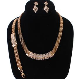 Metal Rhinestones 3 Pcs Necklace Set