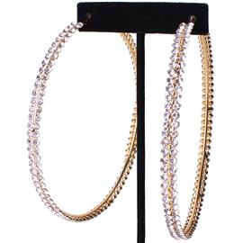 Rhinestones Double Layereds Hoop Earring