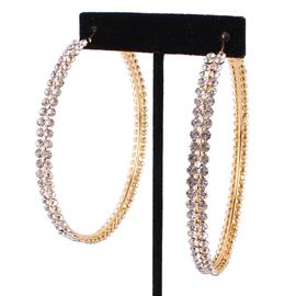 Rhinestones Double Layereds Hoop Earring