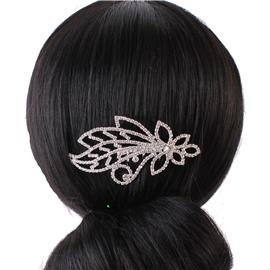 Rhinestones Leaf Hair-Comb