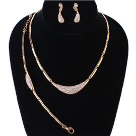 Metal Rhinestones Tear 3pCS Necklace Set