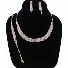 Rhinestones Twisted 3 Pcs Necklace Set