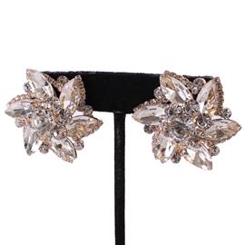 Crystal Flower Clip-On Earring