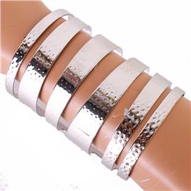 Metal Texture Six Layereds Cuff Bangle