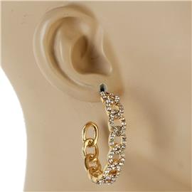 Stones Link Chain Hoop Earring