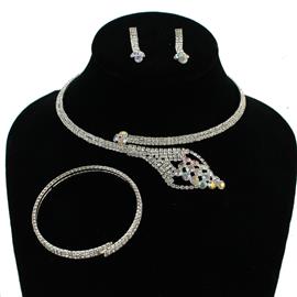 Rhinestones Drop 3 Pcs Choker Necklace Set