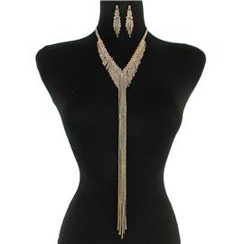 Rhinestones Long Neacklace Set