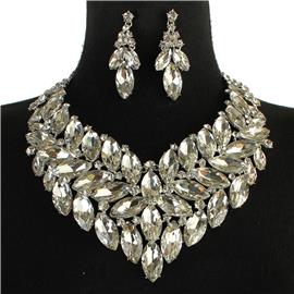 Crystal Leaves Necklace Set