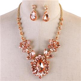 Crystal Teardrop Necklace Set