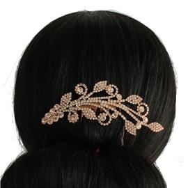 Rhinestones Leaves Hair Comb