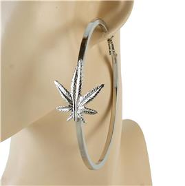 80mm Metal Cannabis Hoop Earring