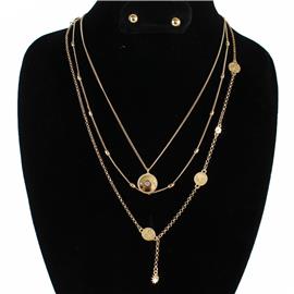 Metal Multilayereds Pendants Necklace Set