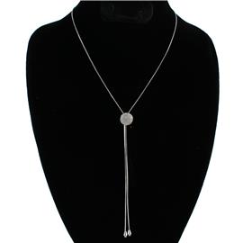 CZ Slide Round Long Necklace