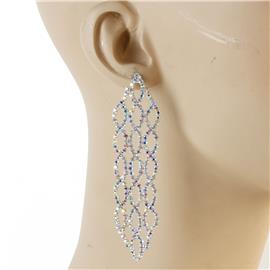 Rhinestone Long Oval Earring