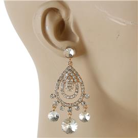 Rhinestone Teardrop Round Dangling Earring