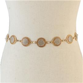 Metal Rhinestones Sunflower Belt