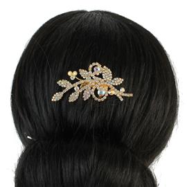 Rhinestones Leaves Hair Comb