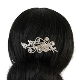 Rhinestone Leaves Swirl Hair Comb