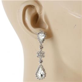 Rhinestone Flower Teardrop Dangling Earring