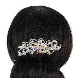 Rhinestones Oval Leaves Hair Comb