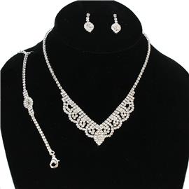 Rhinestone JR Swirl 3 Pcs Necklace Set