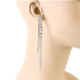 Rhinestone Fringed Long Earring