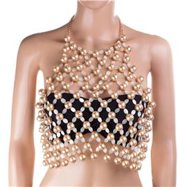 1Fashion Pearl Choker Top