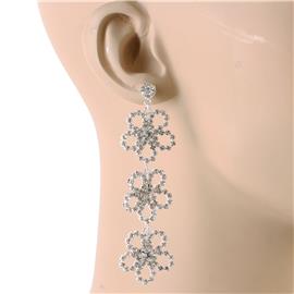 Rhinestones Flower Long Earring