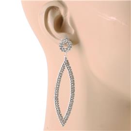 Rhinestones Oval Long Earring