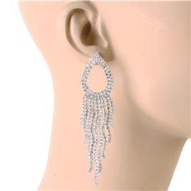 Rhinestone Teardrop Fringed Earring